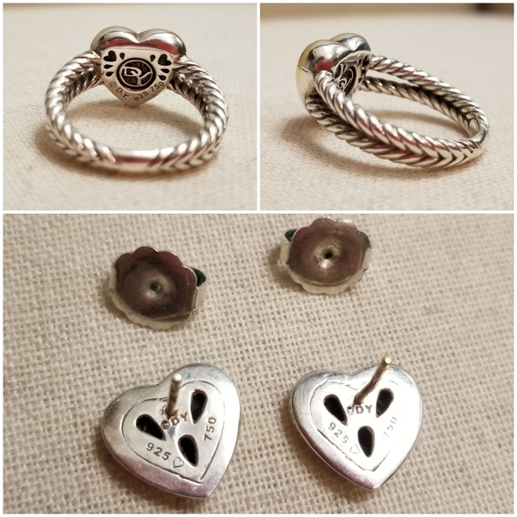 DAVID YURMAN Two-Tone Cable Heart Set - Picture 4 of 7